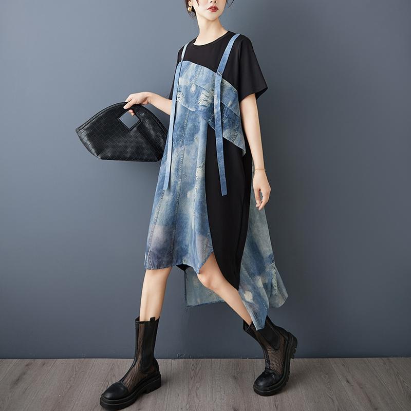 Xitao Abito da Donna Patchwork Stampa Retro GJ1221