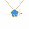 K rose gold four-leaf clover necklace women's single flower white fritillary chalcedony laser agate full diamond collarbone chain