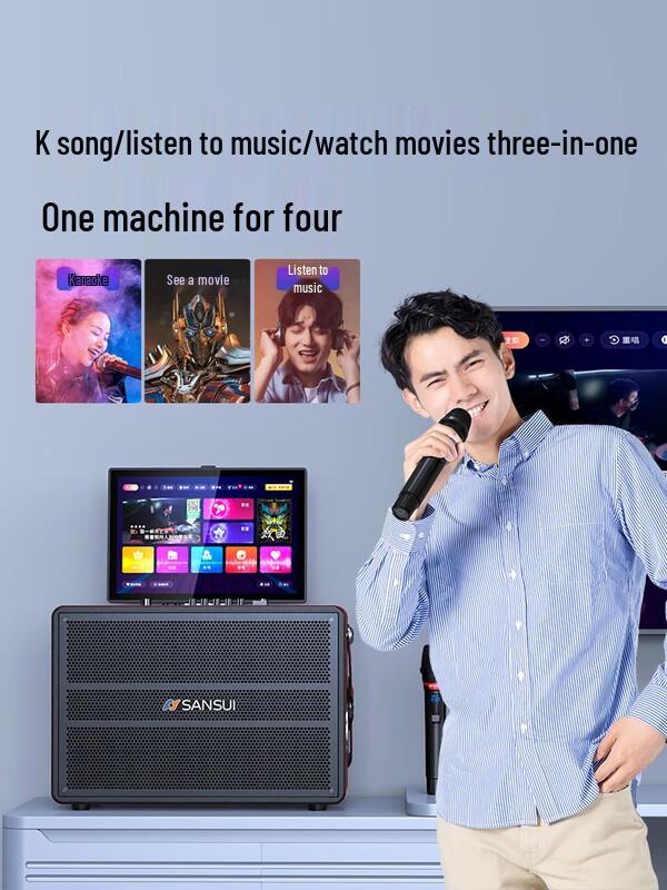 SANSUI 2024 Portable Home KTV Bluetooth Speaker System with Display