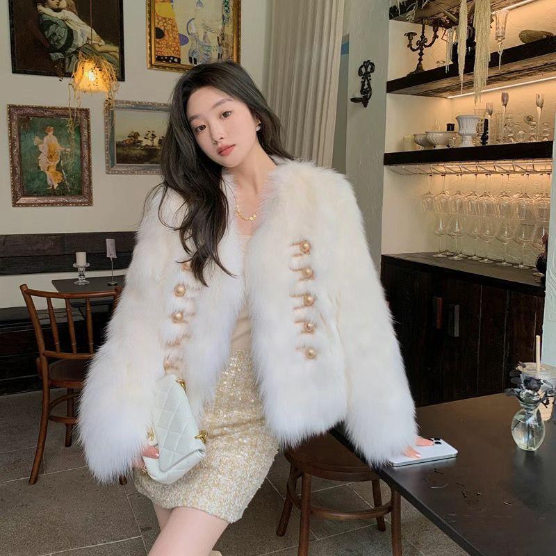 Celebrity imitation fox fur women's winter new short light fur coat