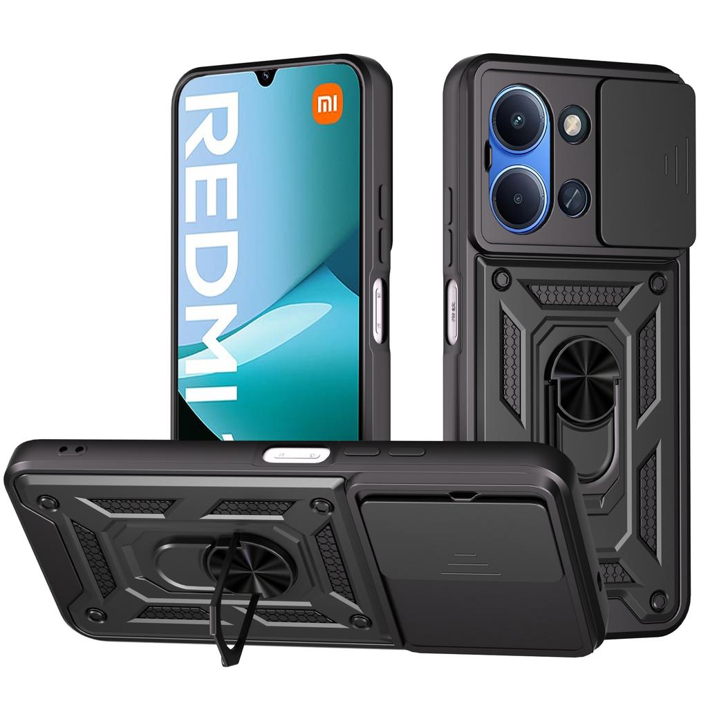 Custodia con protezione fotocamera scorrevole per Redmi 15C Global Custodia con anello di supporto Armor Copri telefono per Redmi 15C 4G Capa