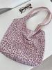 Korean Retro Leopard Print Suede Shoulder Bag - Chic Double-Sided Tote for Early Autumn