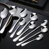 Stainless Steel Long Handle Soup and Dessert Spoon, Round and Thickened for Household Use