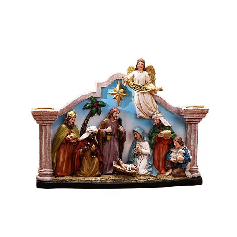 

1PC Nativity Durable Tabletop Chip-Resistant Candle Holiday Christmas Gift Holder Smooth Manger Festive B