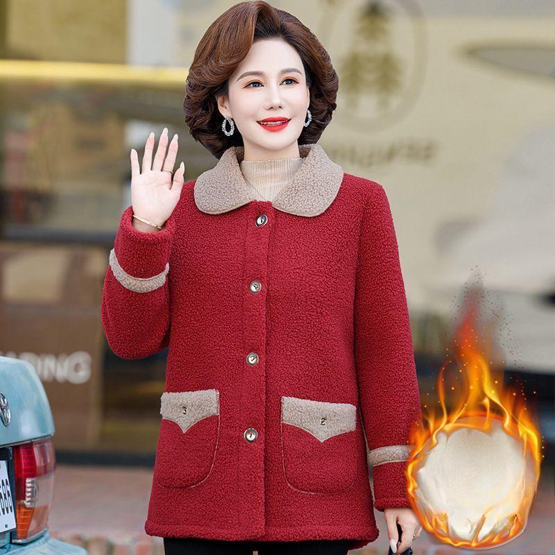 Płaszcz z polaru jagnięcego damski jednolity kolor gruby pluszowy płaszcz ciepły płaszcz z polaru bawełnianego z cząsteczkami zimowy