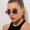 Gafas de Sol Cuadradas Sin Montura Mujer Gafas de Sol Metal Moda Tonos Femenino UV400 Lente Degradada Gafas Sin Montura