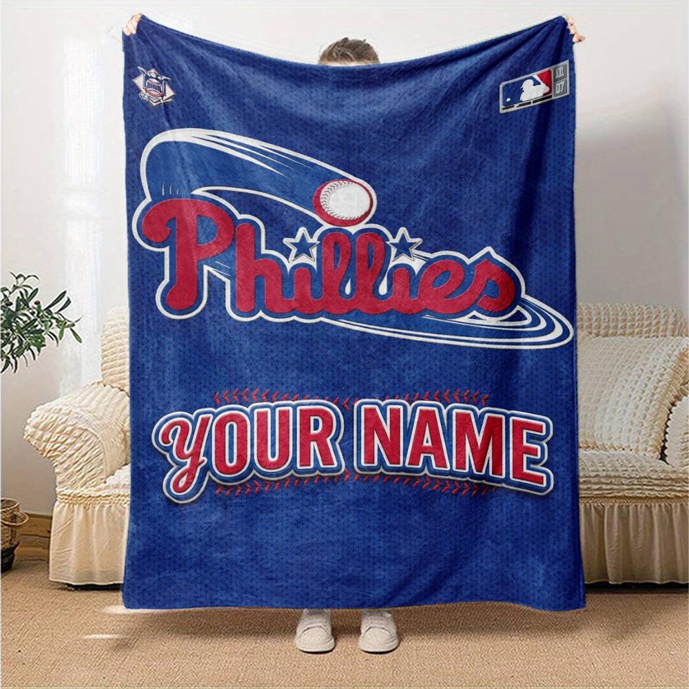 Name Custom Philadelphia phillies Print Flannel Blanket High Quality Warm Comfortable Cover for All Seasons Perfect for Gifts Home Decor