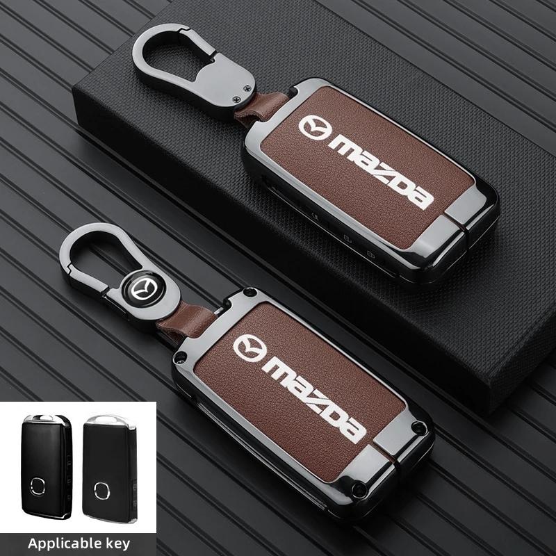 Leather Car Smart Key Case Cover Shell For Mazda 3 5 6 SKYACTIV Axela Atenza CX30 CX5 CX8 CX9 MX5 RX8 RX7 BT50 Keychain Protecto