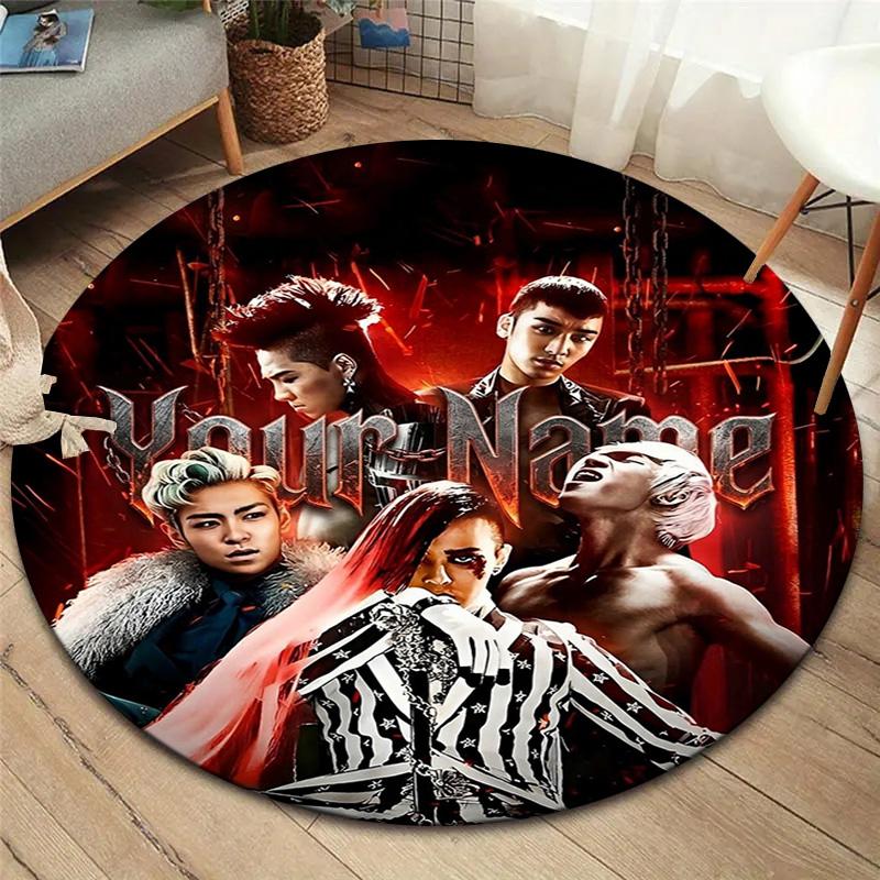 Bigbang Music Custom Name Round Area Rug Carpet Rug For Living Room Bedroom Sofa Playroom Decor Nonslip Floor Mat