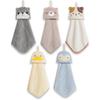 5 Pack Cute Hand Towels, Bathroom Towels with Hanging Loop, Children Hand Towel Animals, Microfiber Coral Fleece Absorbent Hand Towel for Kitchen