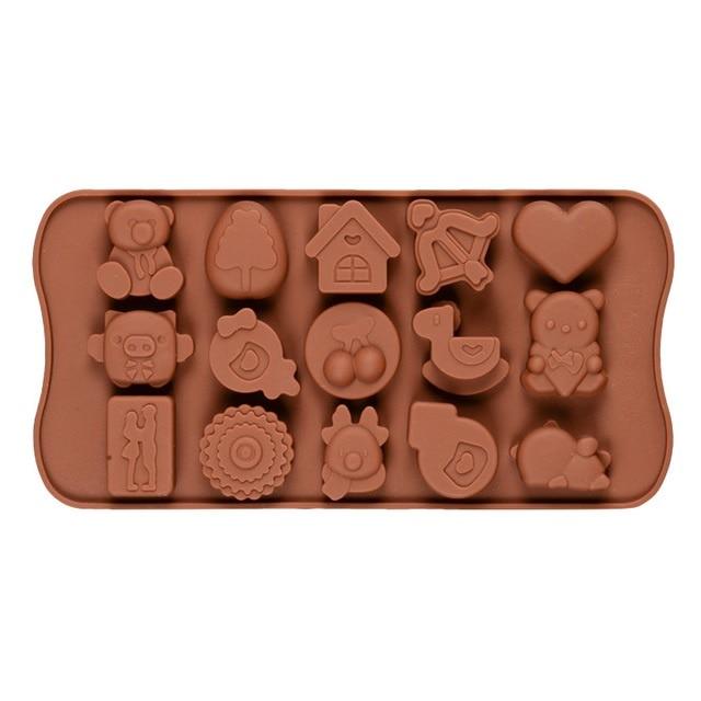 Original Deals Silicone Mold for Chocolate Candy Jelly Ice Cubes 21x10x1cm Heart Star Multi-Symbol Kitchen Baking Tool