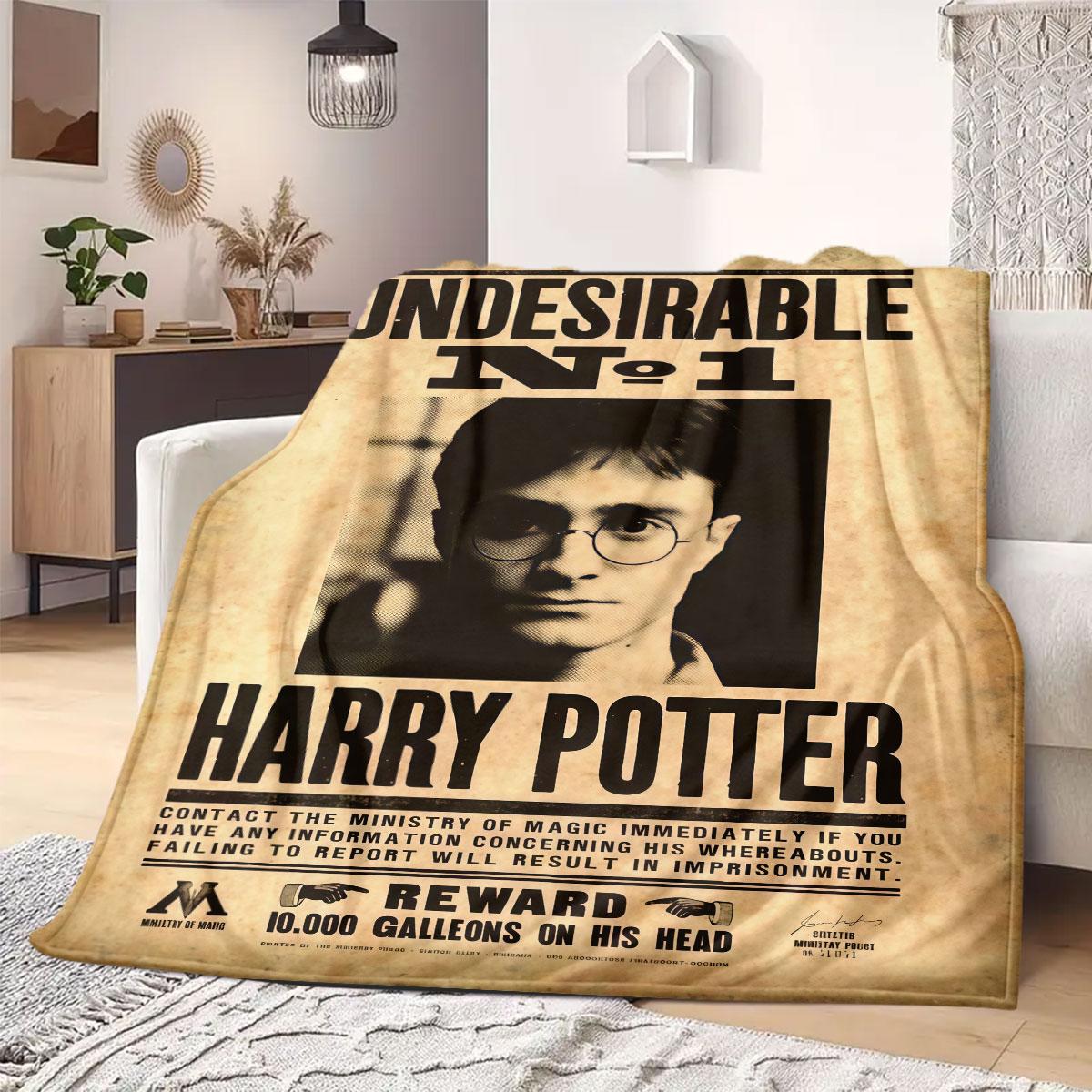 

HarryPotter Flannel Blanket Print for Sofas Beds Bedrooms Chairs Travel Picnics Cartoon Style Home Decor Gift for All Seasons 75x90cm