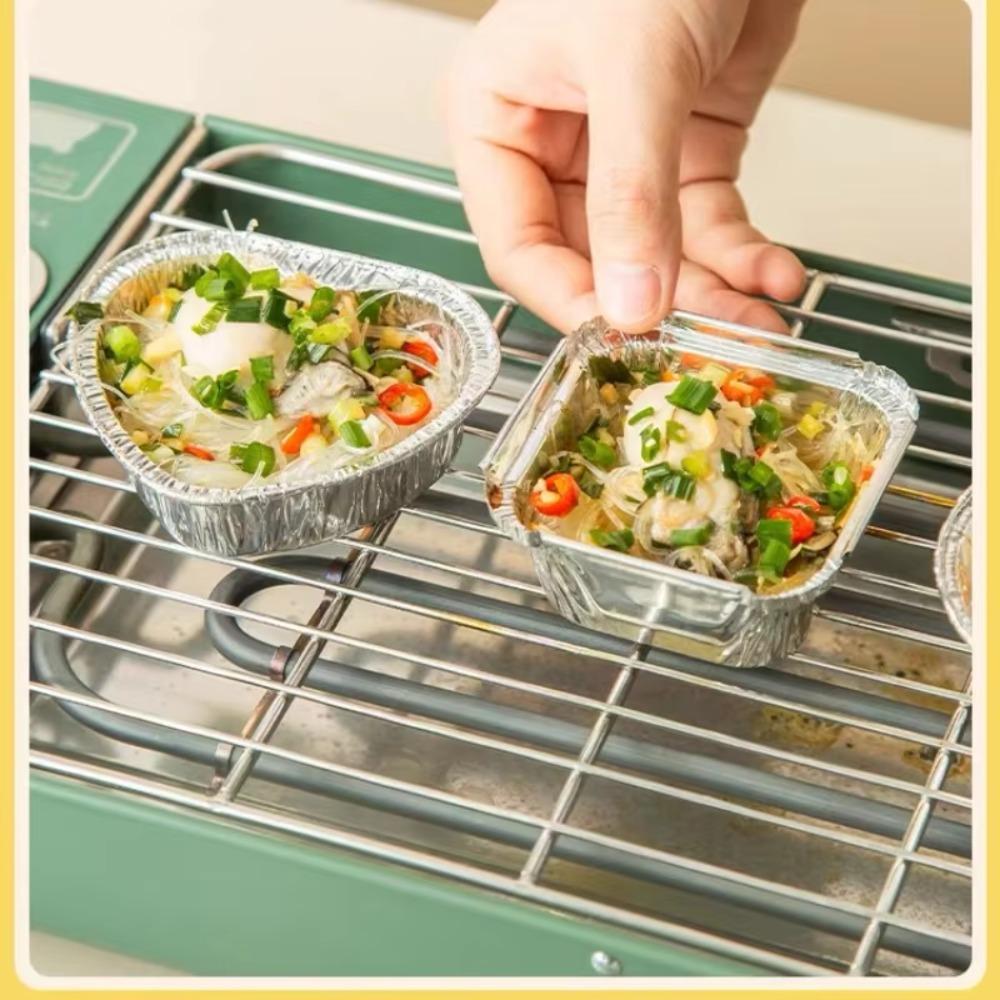 100Pcs Heart/Round/Square Baking Pans Aluminum Tin Foil Tinfoil Tray Baking Cup Tray  Pudding
