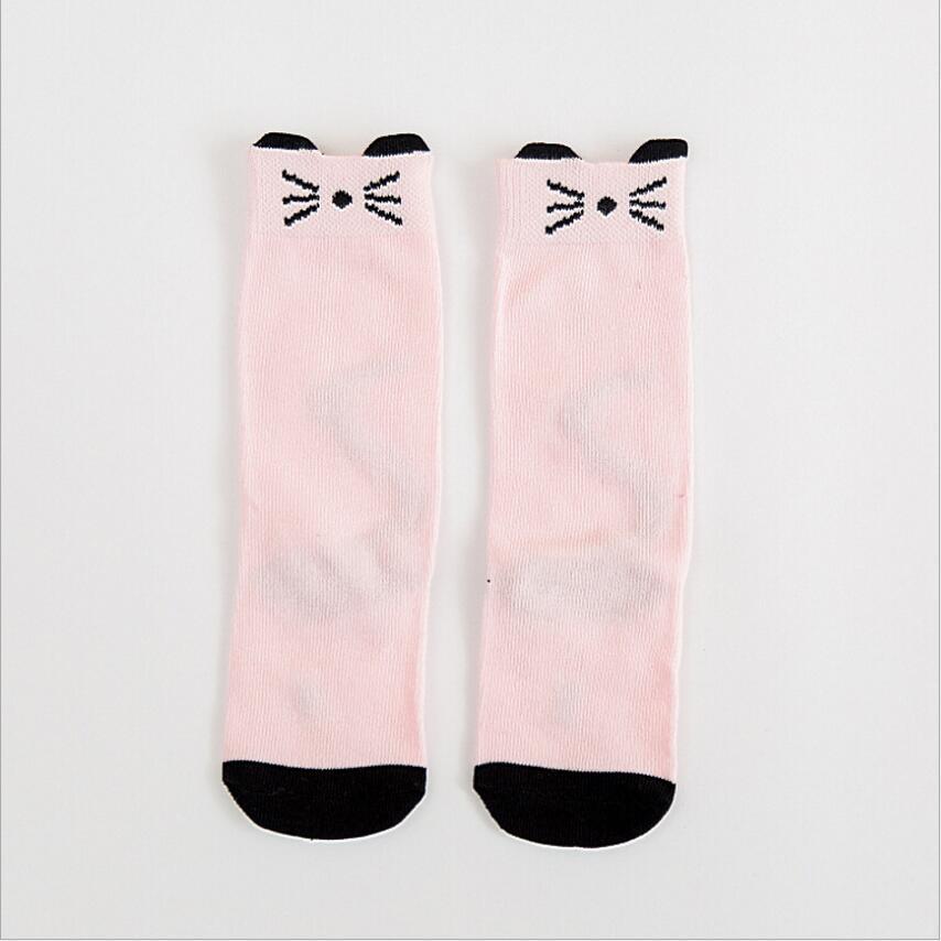Animal Print Knee High Baby Girls Socks Anti Slip Cartoon Cat Leg Warmers Infant Baby Long Socks Cotton Newborn Baby Boy Socks