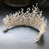 Korean Women's Sweet and Fresh Pastoral Style Fully Hand Wound Crystal Beads Long Crown Bridal Tiara Accessories