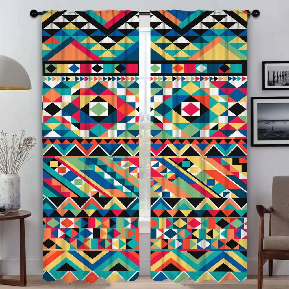 Modern Living Room Curtains for Camera Painted Design Window Curtain for Room 2 Panel Shades Home Interior Curtains Partition