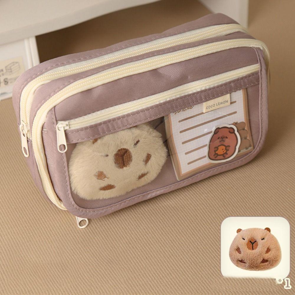 Capybara Pen Bag Oxford Fabric Pen Storage Bag Multifunctional Pencil Case School Office Supplies