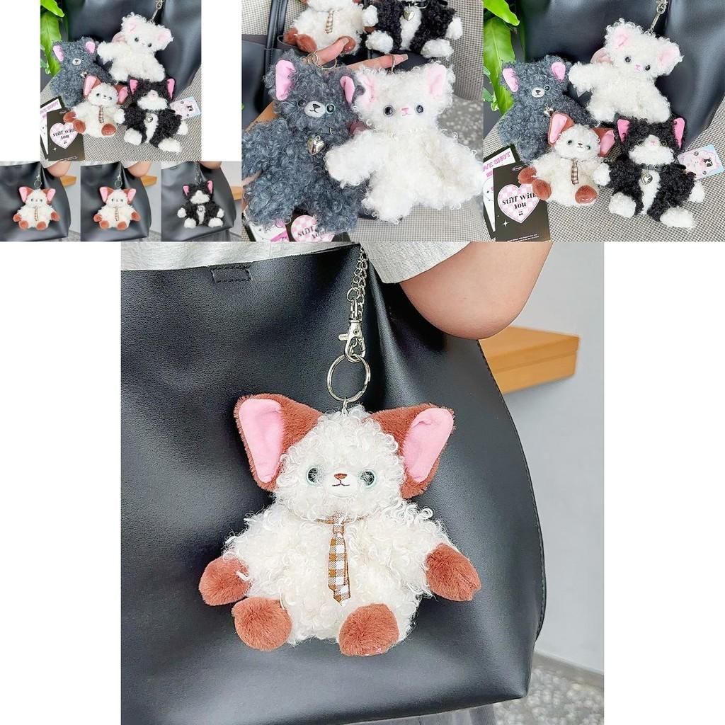 Cute Cartoon Devon Rex Cat Plush Keychain Delightful Gift For Cat Enthusiasts