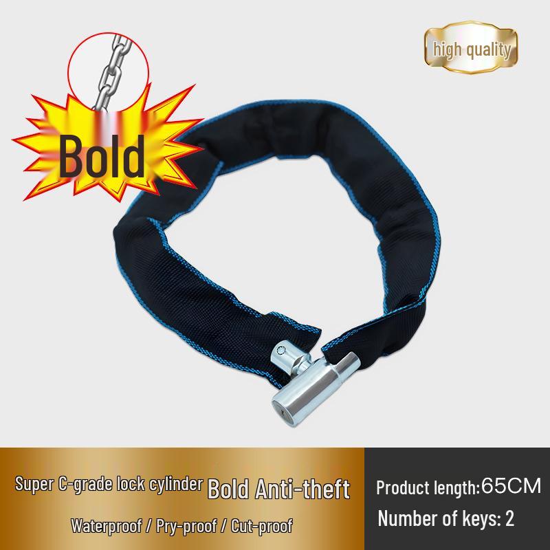 Anti-Theft Bicycle & Motorcycle Chain Lock for Mountain Bikes, Scooters, and Battery Cars.