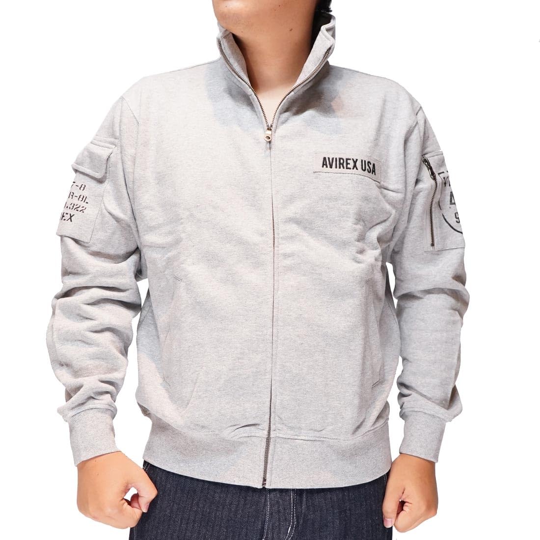 Avirex Fatigue Stand Collar Size Oxford Zip-Up Sweatshirt, Men s Large, 382, Shirt, 783-3930011