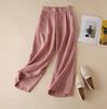 Women's Summer Wide-leg Pant Loose Cotton and Line Casual Pants