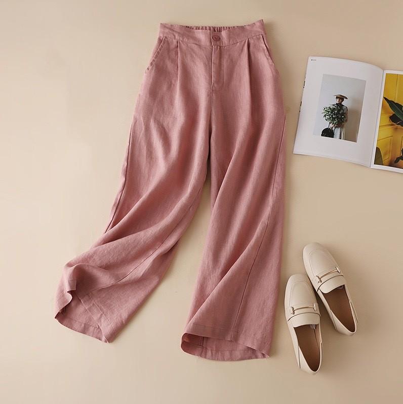 

Женские летние широкие брюки свободного кроя из хлопка и льна, повседневные брюки XXS