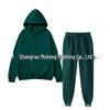 Men's Solid Color Plus Velvet Hooded Sports Set - Zipper Long Sleeve, Warm for Autumn/Winter
