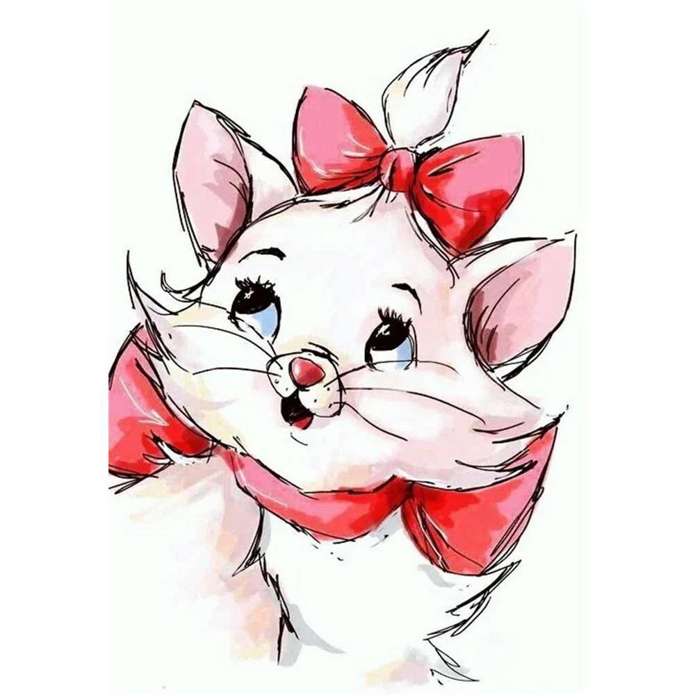 

Disney Diamond Watercolor Marie Cat Illustration Wall Decoration Full Diamond Cross Stitch DIY Gift Home Decor Round 20x30cm