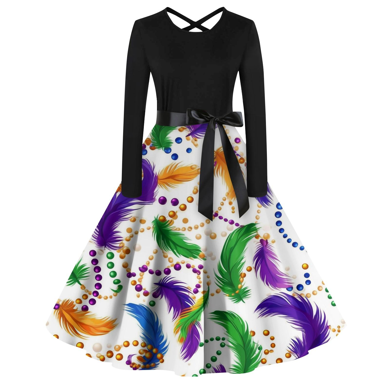 

Женский повседневный пуловер с круглым вырезом и принтом, платье с высокой талией и длинными рукавами XL белый