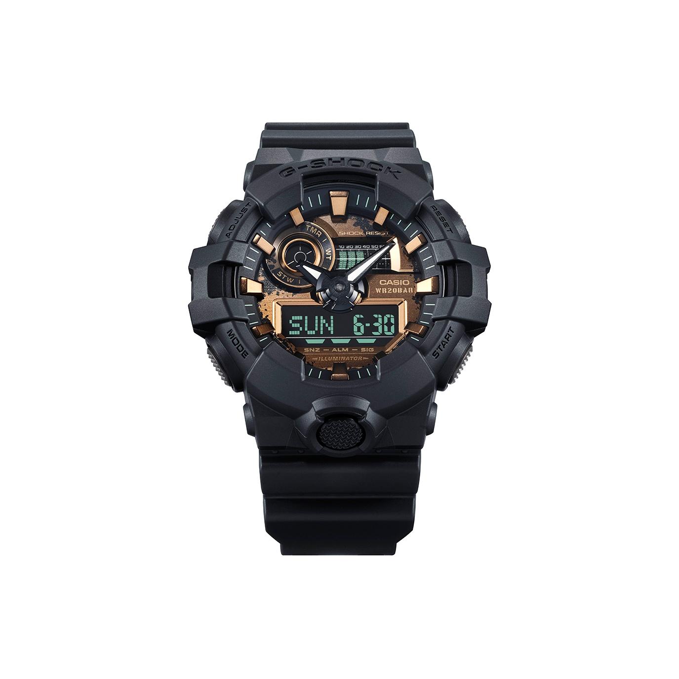 CASIO Men Liquid Crystal/Analog Dual Display Series Black Watch GA-700RC-1APR GA-700RC-1APR GA-700RC-1APR
