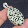 Dalmation Jasper Gemstone Handmade 925 Sterling Silver Pendant 1.97" A5Y95