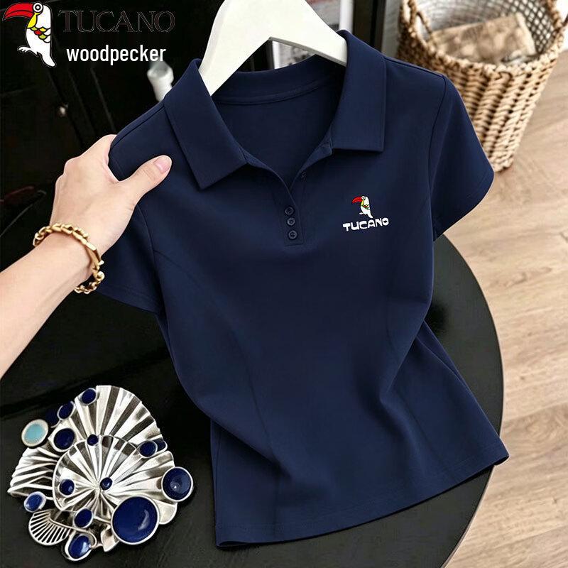 Woodpecker Women's Cotton Polo Short Sleeve T-Shirt