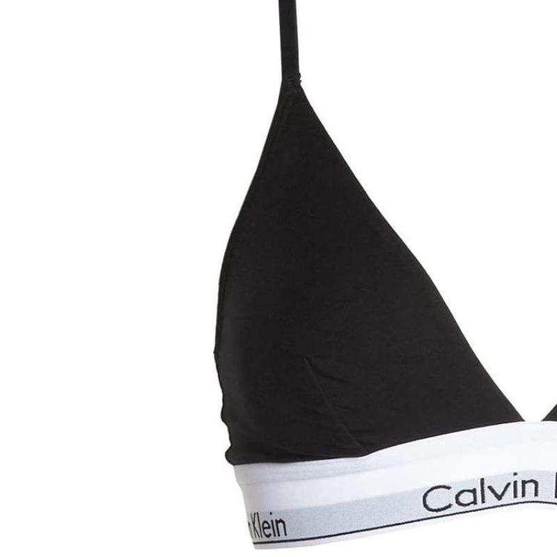 CALVIN KLEIN Letter Print Minimal Comfort Triangle Bra Women Black QF1061-001