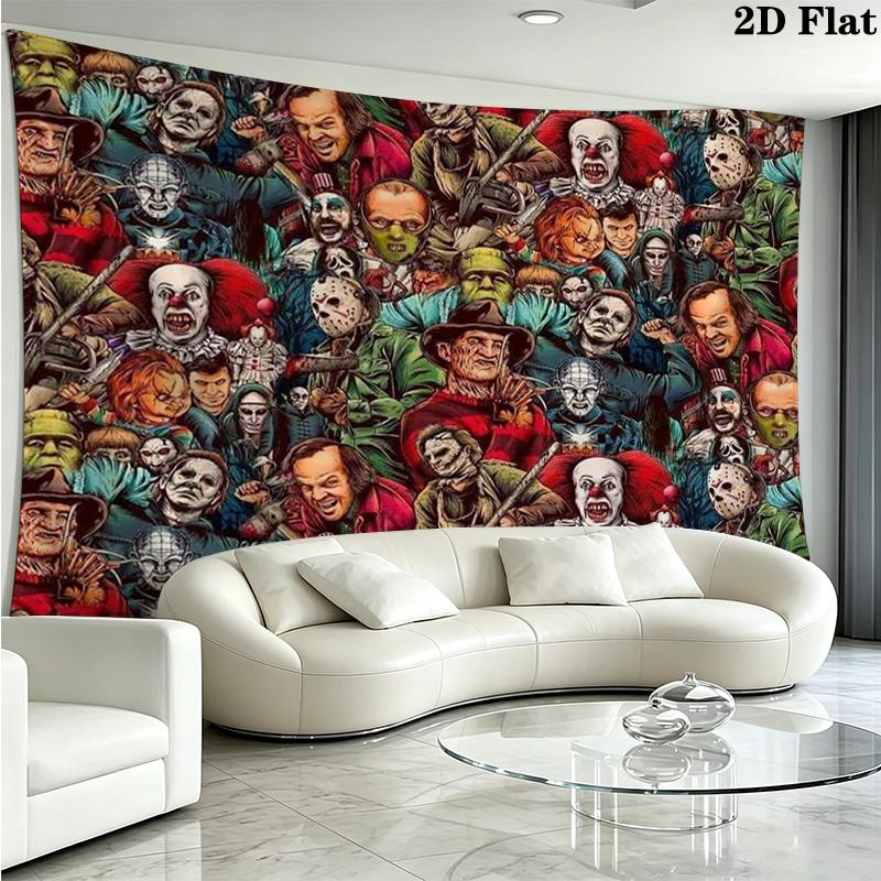 Horror Movies Wall Tapestry Aesthetic Wall Hanging Printed Fabric Blanket Decorative Tapestries for Bedroom Living Room Home Decor