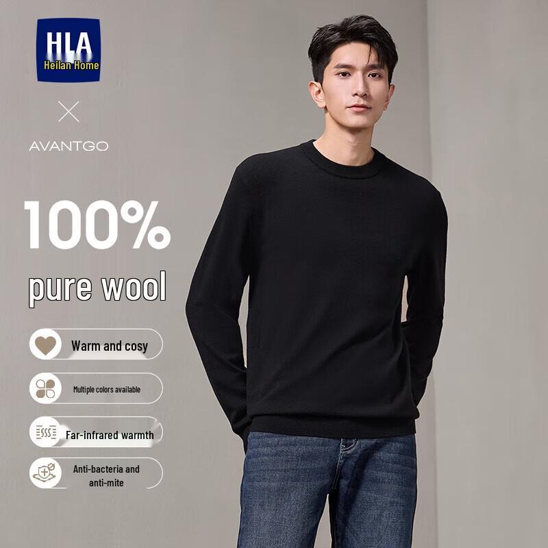 HLA Men's Pure Wool Long Sleeve Knit Sweater