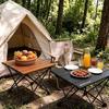 Rock Cloud Camp Table Folding 41x35cm Aluminum Roll Compact Ultra Lightweight Outdoor Sports BBQ Hiking Beach Storage Bag Natural Brown