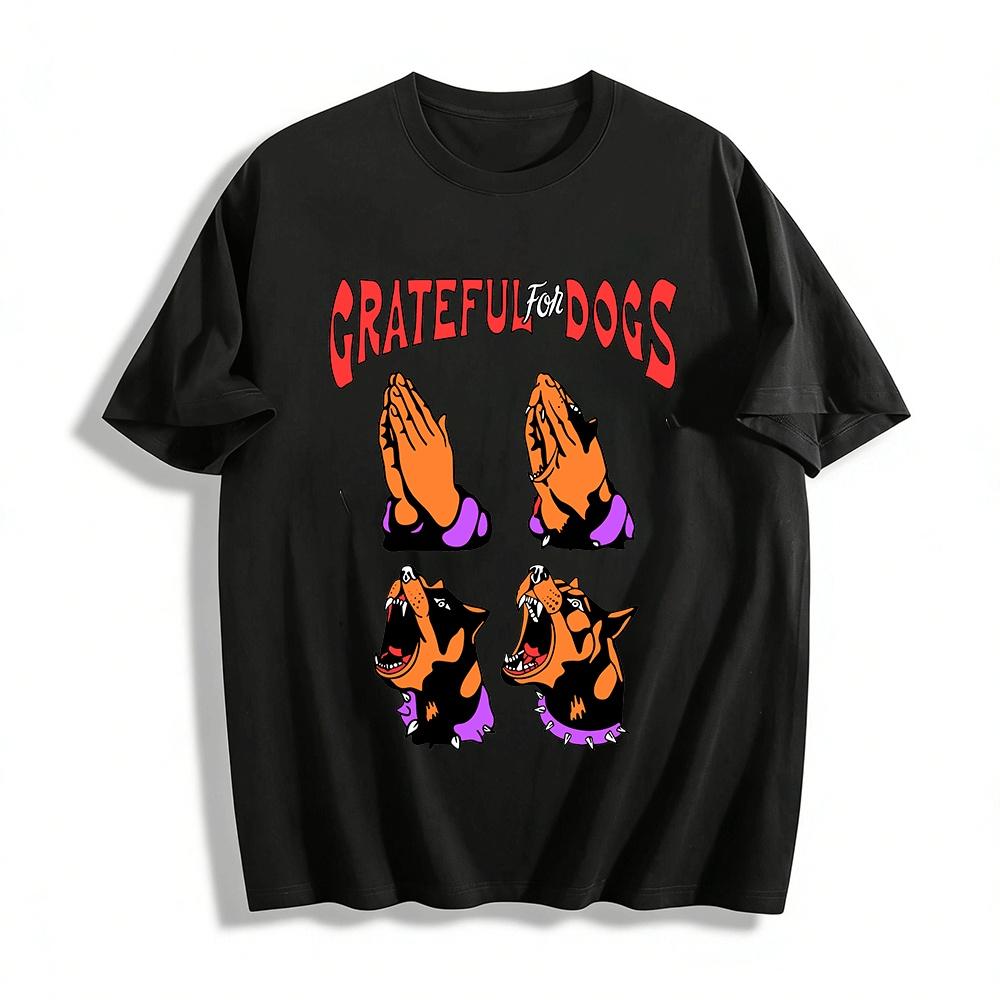 Благодарна за собак Градиентный принт Повседневная толстовка Футболка из чистого хлопка XXS