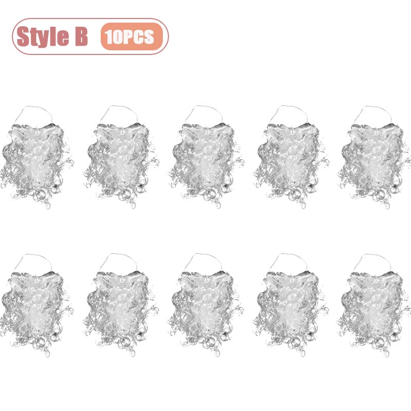 Santa Claus White Beard Mustache Christmas Costume Prop Fake Beard for Adults Kids Party Dress Up Accessory Cosplay Decoration
