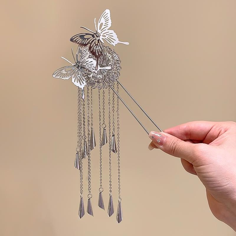 1PC Butterfly Tassel Hairpin Photography Tassel Dress Alloy Holiday Celebrations Exquisite Gift Classical Stage Performances