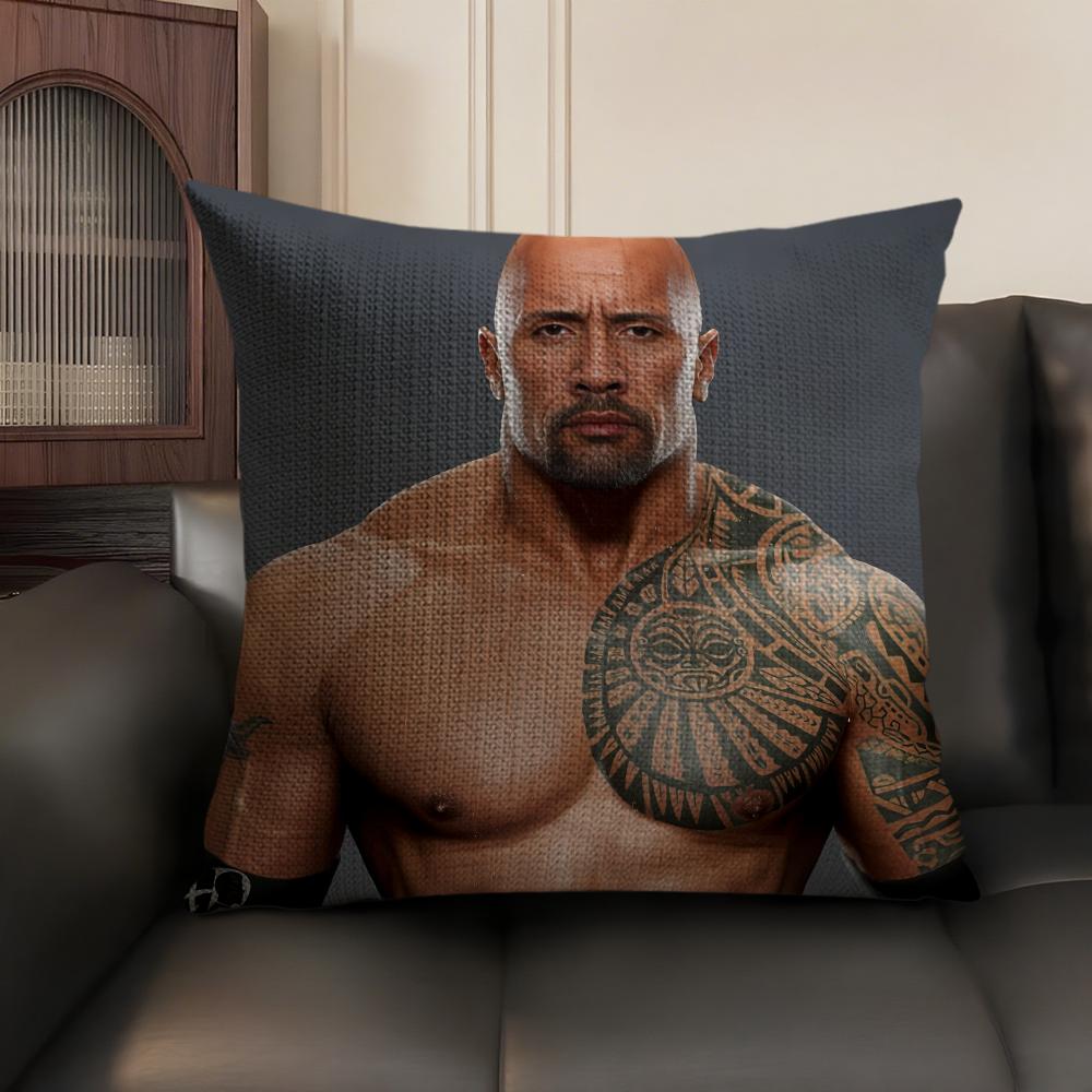 The RRock DDwayne Cushion Cover Natural Linen Organic Fabric DoubleSided Printing Sofa Home Decor Gift Pillow Case