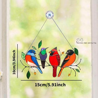 1 Stück Buntes Vogelpaneel Anhänger Wanddeko Hängend am Fenster Vögel Kunst Anhänger Heimdekoration Handwerk Muttertagsgeschenke
