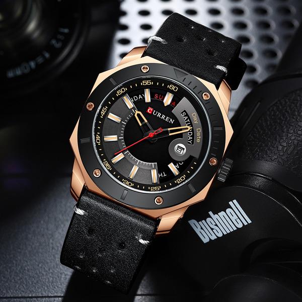 Men's Watch Fashion Chic Stainless Steel Quartz Male Watches with Date and week Gentleman Choice