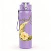 1PC Blessed Be Flower Wreath Quote Print 750ml Color Plastic Sports Water Bottle Leakproof Flip Straw Lid Suitable for Sports Office Home Use