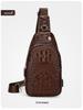 Men's Retro Crocodile Pattern Chest Bag - Large Capacity European and American Style Crossbody & Shoulder Bag.