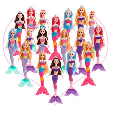 35CM Mini Colorful Glare Music Panenka Mořská panenka Dívčí hračka 3D Big Eyes BJD Princess Kompletní oblečení Kolekce šatů Dětská panenka Dárek