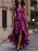 Trendy V-neck Irregular Women's Ruffle Dress