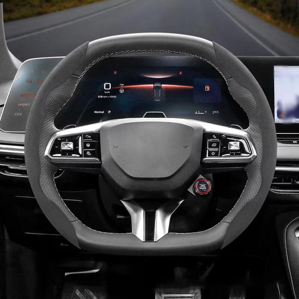 2pcs Luxury Steering Wheel Cover Breathable Material Anti-Slip Cover  All-Weather Driving