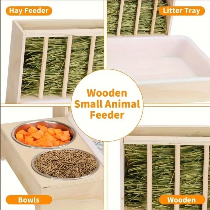 Guinea Pigs Hays Rack Feeding Bowl Durable Anti Tip Structure Space Saving Cage Feeder For Small Pet