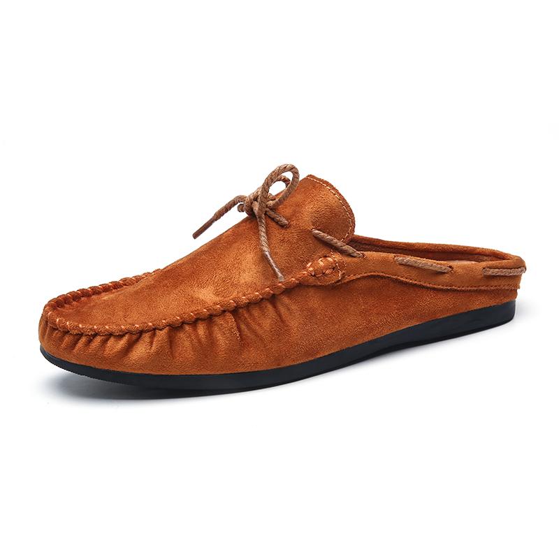 Fashion Summer Half Shoes For Men Dress Shoes Mules Man Slides Leather Casual Shoes Backless Loafers Slippers Flats Sandals 2025