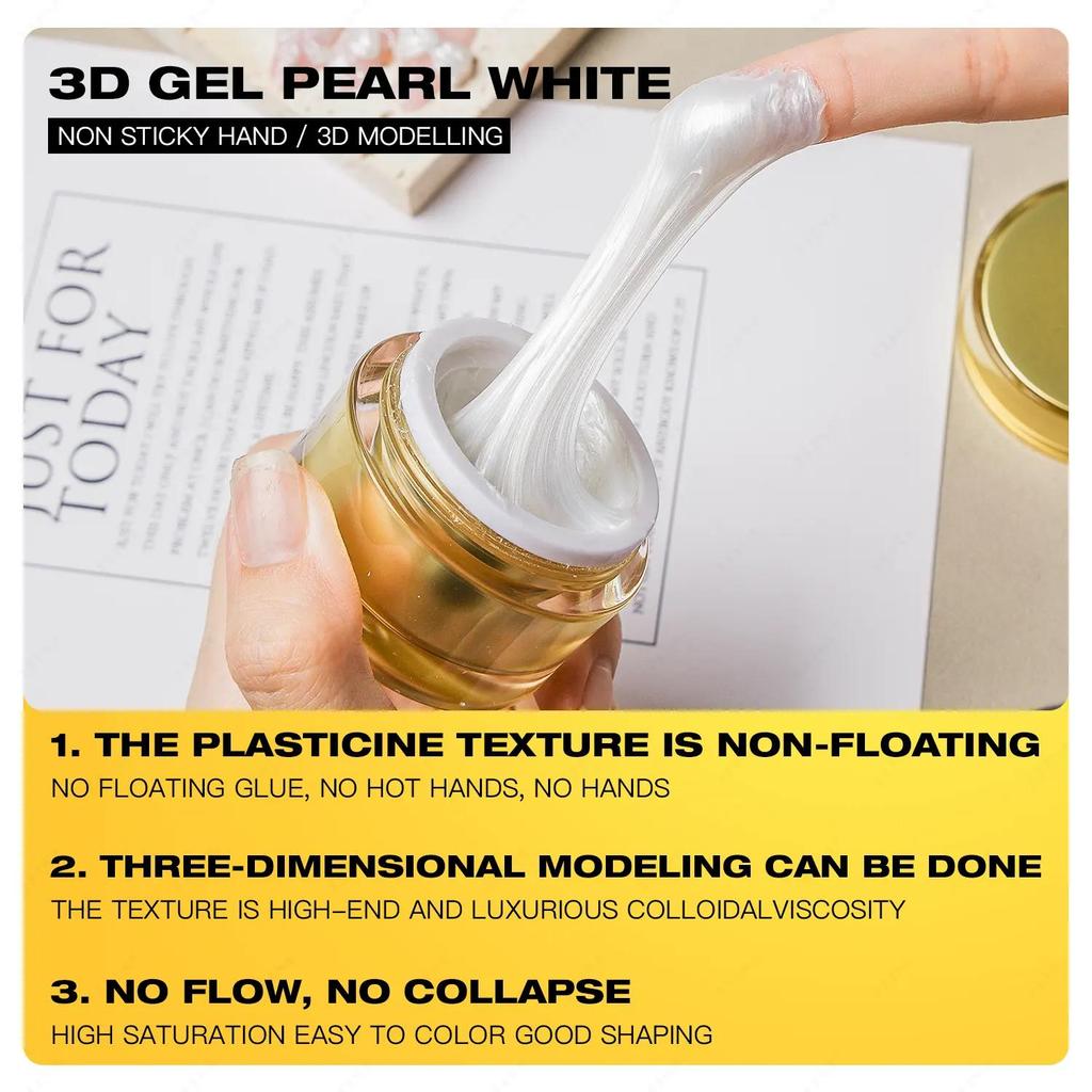 JTING Non Sticky 3D Effect Satin Carving Gel Polish White Color butterfly Flower 3D Modelling Gel Nail Polish OEM Private Label